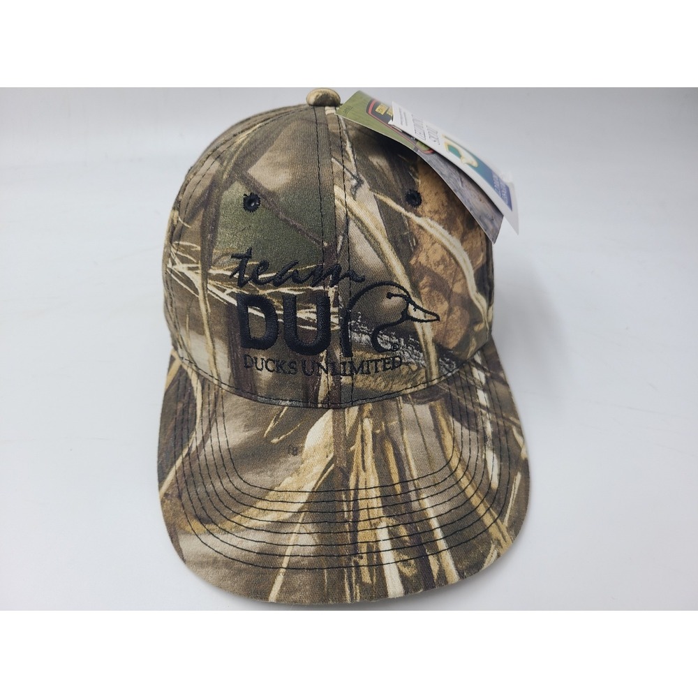 Vintage Team Ducks Unlimited Camo Strapback Adjustable Hat Cap Men Women Brown‎